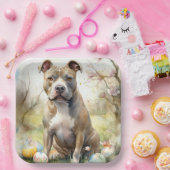 Pitbull Hund mit Ostereiern Urlaub Pappteller (Party)