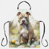 Pitbull Hund mit Ostereiern Urlaub Schürze (Vorderseite)