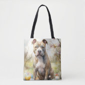 Pitbull Hund mit Ostereiern Urlaub Tasche (Vorderseite)