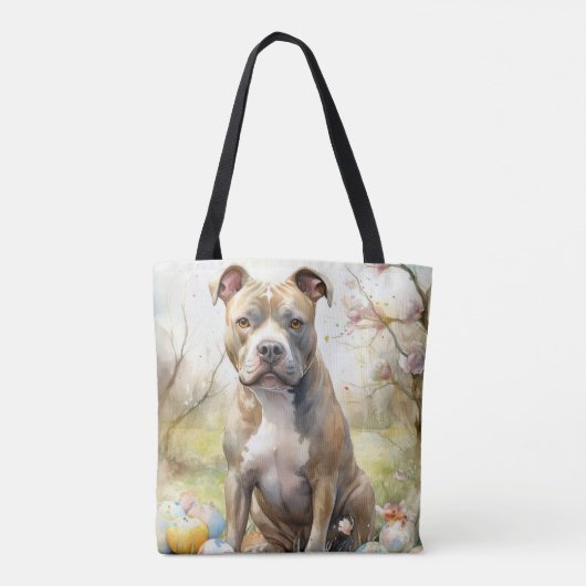 Pitbull Hund mit Ostereiern Urlaub Tasche (Rückseite)