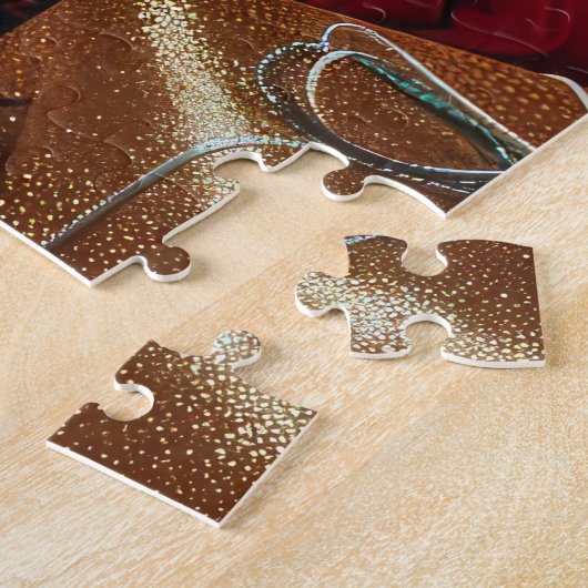 Pitbull Hund mit Weihnachtsgeschenken Feuerplatz Puzzle (Seite)