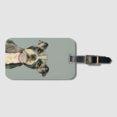 Pitbull-Hund mit Welpen mustert Aquarell-Malerei Gepäckanhänger (Vorderseite (Horizontal))