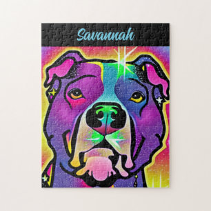 Pitbull-Hund Pop Art personalisiert Puzzle