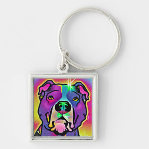 Pitbull Hund Pop Art    Schlüsselanhänger