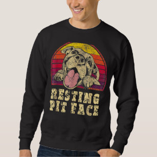 Pitbull-Hund ruht Pit-Gesichter Süßer Vintage-Pitb Sweatshirt
