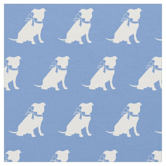 Pitbull Hund Silhouette Pet Pit Bull Light Blue Stoff (Nahaufnahme)