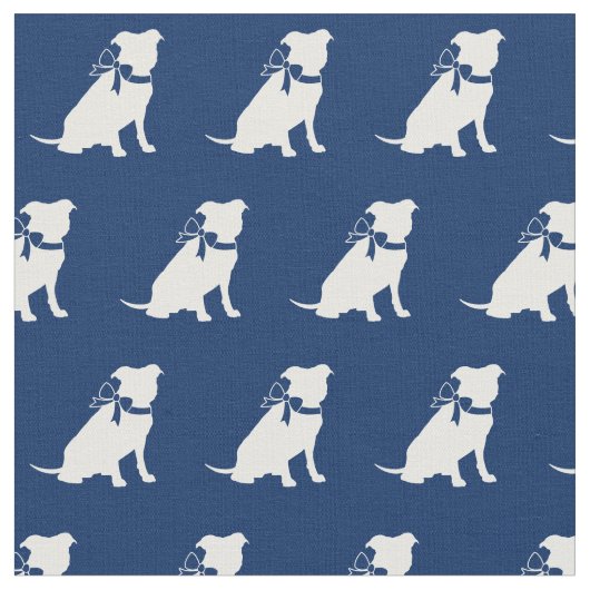 Pitbull Hund Silhouette Pet Pit Bull Navy Blue Stoff (Nahaufnahme)