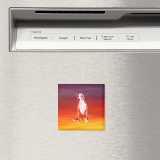 Pitbull Hund sitzend am Strand Magnet (In Situ (Geschirrspüler))