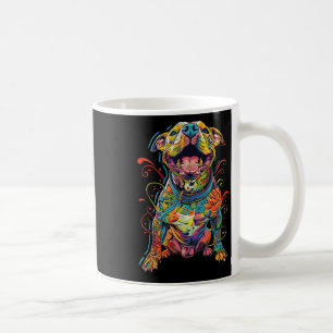 Pitbull Hund Tätowierte farbenfrohe tattooid Hund  Kaffeetasse