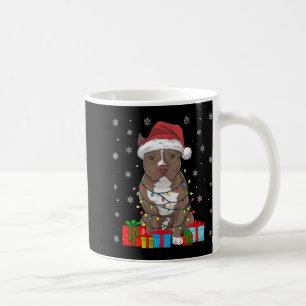 Pitbull Hund Ugly Xmas Lights Weihnachtsmannmütze Kaffeetasse