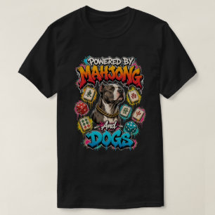 Pitbull-Hund und Mahjong-Kacheln Street Art T-Shirt