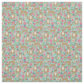 Pitbull Hund Vintage Blumenzwerge Stoff (Muster)