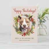 Pitbull Hund Weihnachten glücklich Pawlidays Urlau (Stehend Vorderseite)