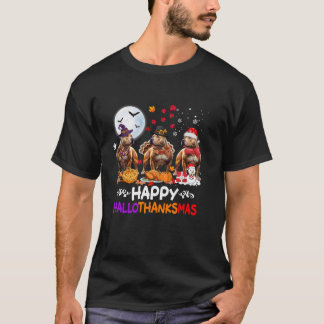 Pitbull Hund Weihnachten Happy Hallothankmas Thank T-Shirt