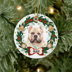 Pitbull Hund Weihnachten Niedlich Hundekrümel Keramik Ornament
