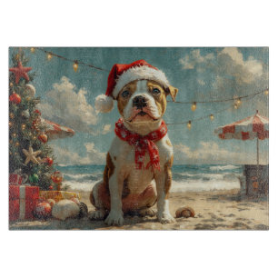 Pitbull-Hund Weihnachten Vintage Strand Schneidebrett