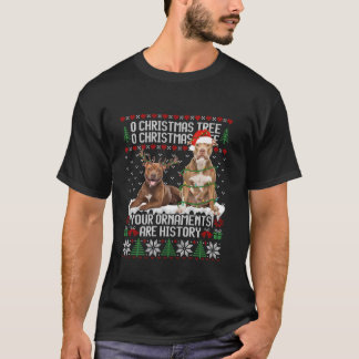 Pitbull Hund Weihnachtsbaum Lichter Welpen Hund Lo T-Shirt