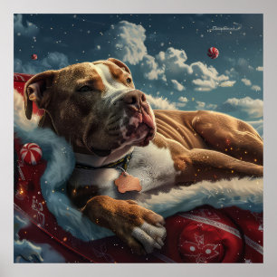 Pitbull-Hund Weihnachtsfestlich Poster