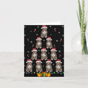 Pitbull Hund Weihnachtsmannmütze Xmas Lichter Männ Karte