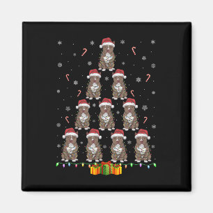 Pitbull Hund Weihnachtsmannmütze Xmas Lichter Männ Magnet