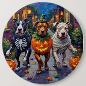 Pitbull-Hunde beim Trick-or-Treat an Halloween Ha Button (Vorderseite)