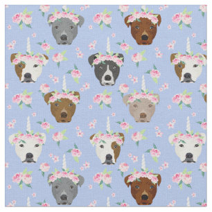 Pitbull-Hunde Einhorn-Blume Stoff