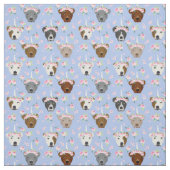 Pitbull-Hunde Einhorn-Blume Stoff (Muster)