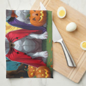Pitbull-Hunde Kürbis Halloween Lustig Geschirrtuch (Viertel Falte)