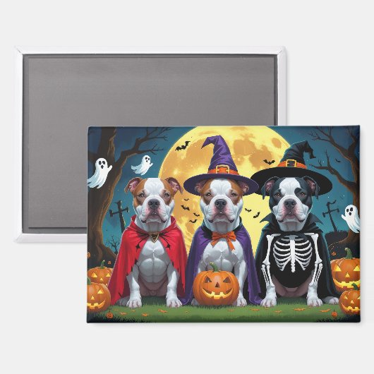 Pitbull-Hunde Kürbis Halloween Lustig Magnet (Vorderseite/Rückseite)