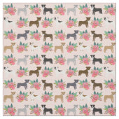 Pitbull Hunde rosa Blüten Stoff (Muster)