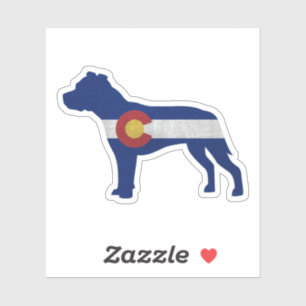 Pitbull Hunde Silhouette Colorado Flag Aufkleber