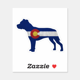Pitbull Hunde Silhouette Colorado Flag Aufkleber