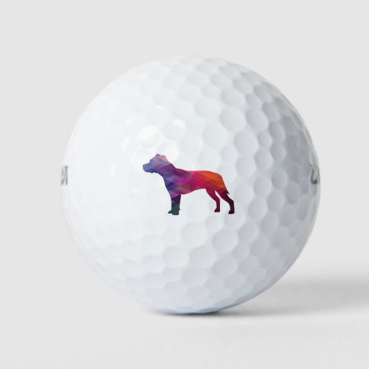 Pitbull Hunde Silhouette Geometrisch Lila Golfball (Vorderseite)