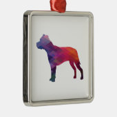 Pitbull Hunde Silhouette Geometrisch Lila Ornament Aus Metall (Rechts)