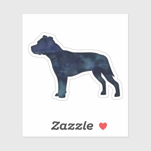 Pitbull Hunde Silhouette Schwarzes Wasser Aufkleber (Blatt)