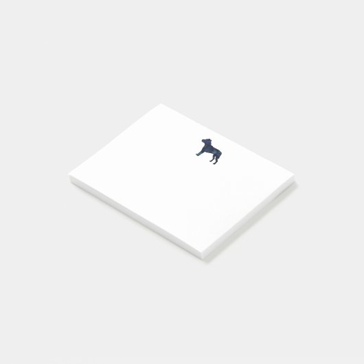 Pitbull Hunde Silhouette Schwarzes Wasser Post-it Klebezettel (angewinkelt)