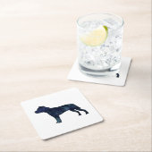 Pitbull Hunde Silhouette Schwarzes Wasser Rechteckiger Pappuntersetzer (Vor Ort)