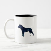 Pitbull Hunde Silhouette Schwarzes Wasser Zweifarbige Tasse (Links)