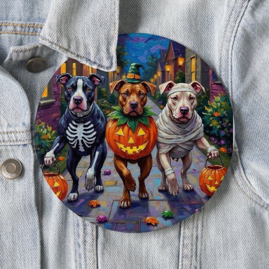 Pitbull Hunde Trick-oder-Treating Halloween-Kostüm Button (Beispiel)