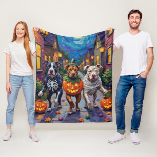 Pitbull Hunde Trick-oder-Treating Halloween-Kostüm Fleecedecke