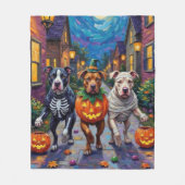 Pitbull Hunde Trick-oder-Treating Halloween-Kostüm Fleecedecke (Vorderseite)