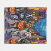Pitbull Hunde Trick-oder-Treating Halloween-Kostüm Fleecedecke (Vorderseite (Horizontal))