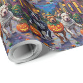 Pitbull Hunde Trick-oder-Treating Halloween-Kostüm Geschenkpapier (Rolleneckpunkt)