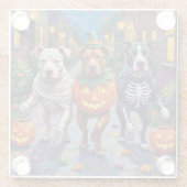 Pitbull Hunde Trick-oder-Treating Halloween-Kostüm Glasuntersetzer (Rückseite)