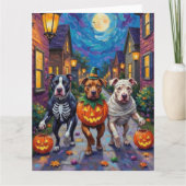Pitbull Hunde Trick-oder-Treating Halloween-Kostüm Karte (Vorderseite)