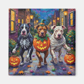 Pitbull Hunde Trick-oder-Treating Halloween-Kostüm Magnet (Vorne)