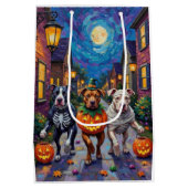 Pitbull Hunde Trick-oder-Treating Halloween-Kostüm Mittlere Geschenktüte (Rückseite)