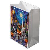 Pitbull Hunde Trick-oder-Treating Halloween-Kostüm Mittlere Geschenktüte (Rückseite Schrägansicht)