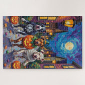 Pitbull Hunde Trick-oder-Treating Halloween-Kostüm Puzzle (Horizontal)