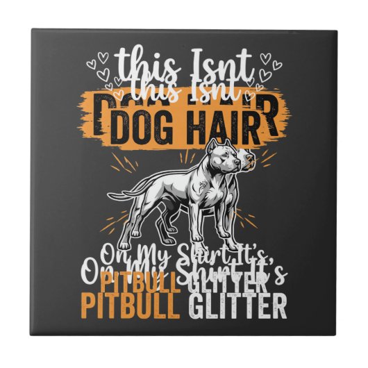 Pitbull-Hundehaar Glitter Lustiger Hund Fliese (Vorderseite)